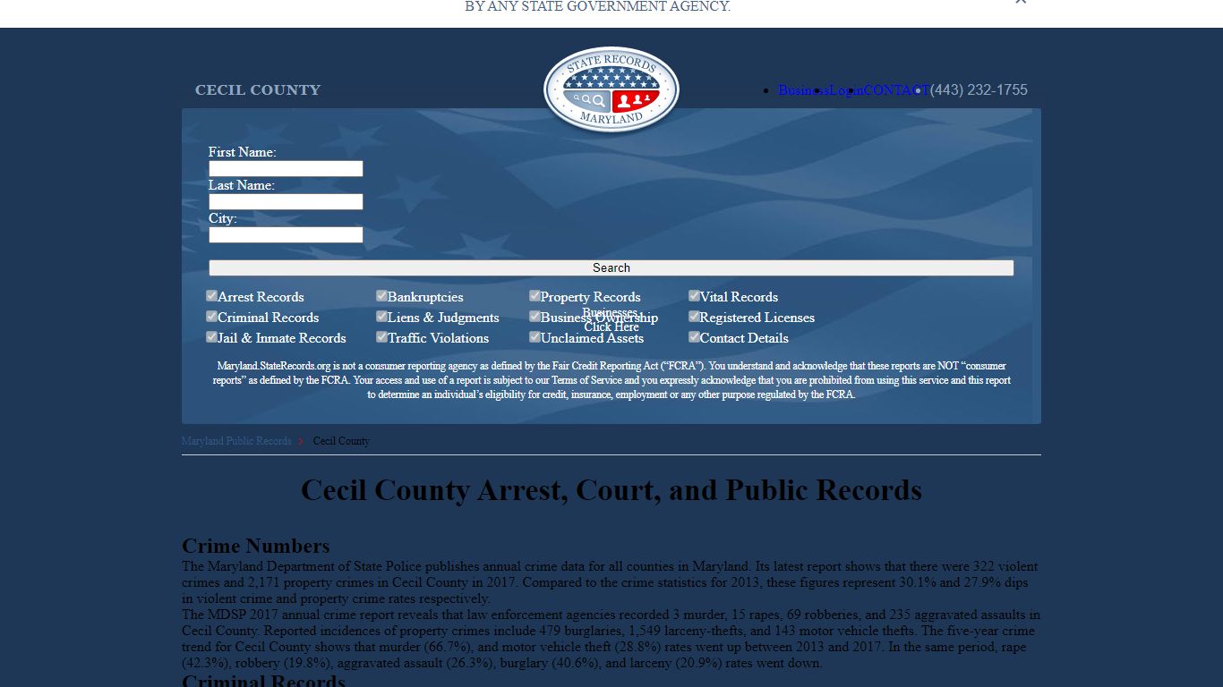 Cecil County Arrest, Court, and Public Records