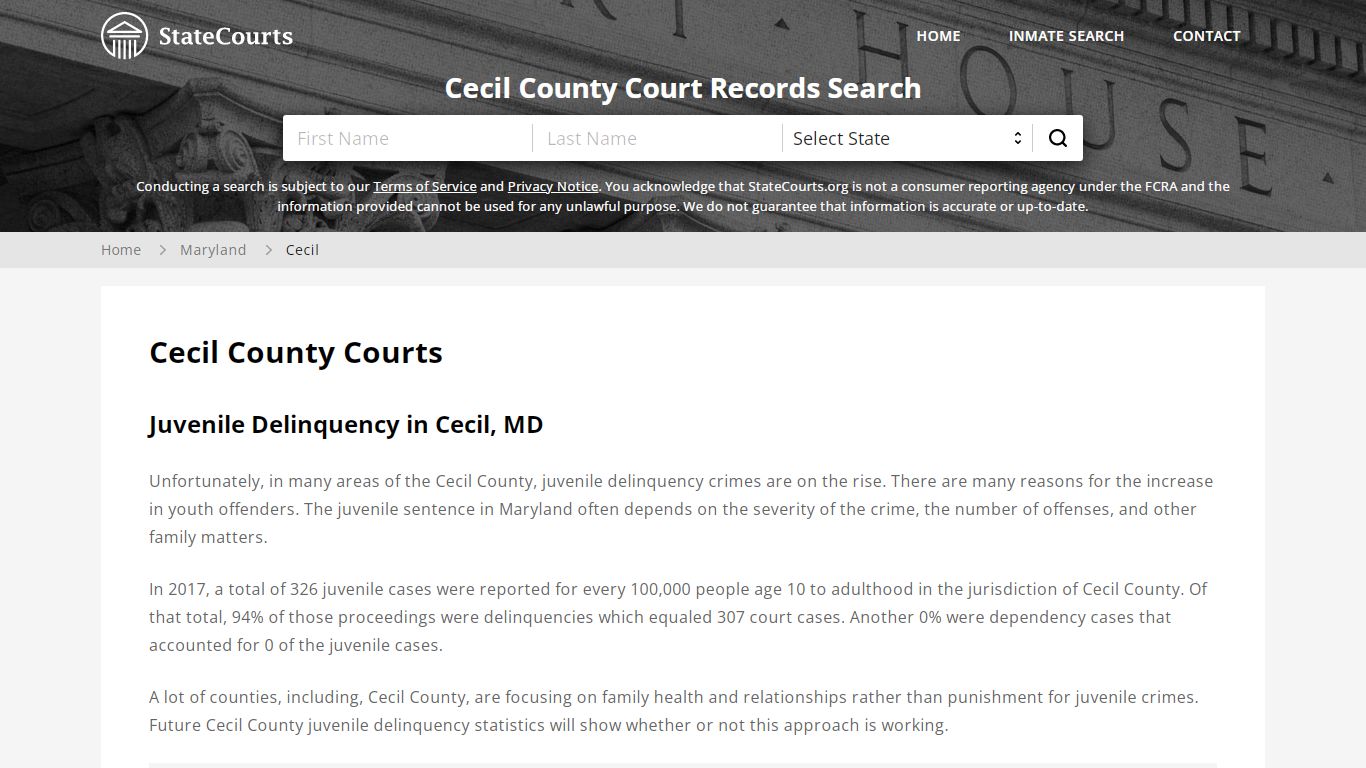 Cecil County, MD Courts - Records & Cases - StateCourts