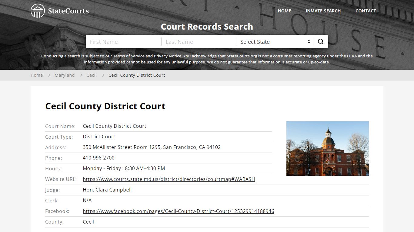 Cecil County District Court, Cecil County, MD - StateCourts